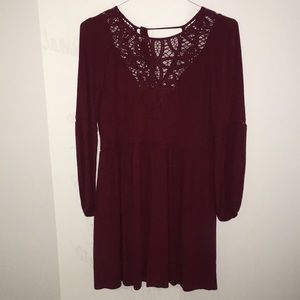 American Eagle Outfitters🦅Maroon Dress + Lace